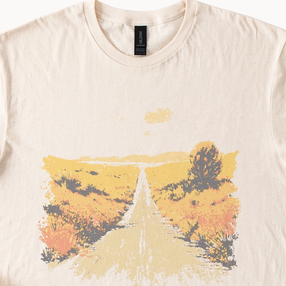 Desert Road Graphic Tee Southwest Landscape Art Splatter Style